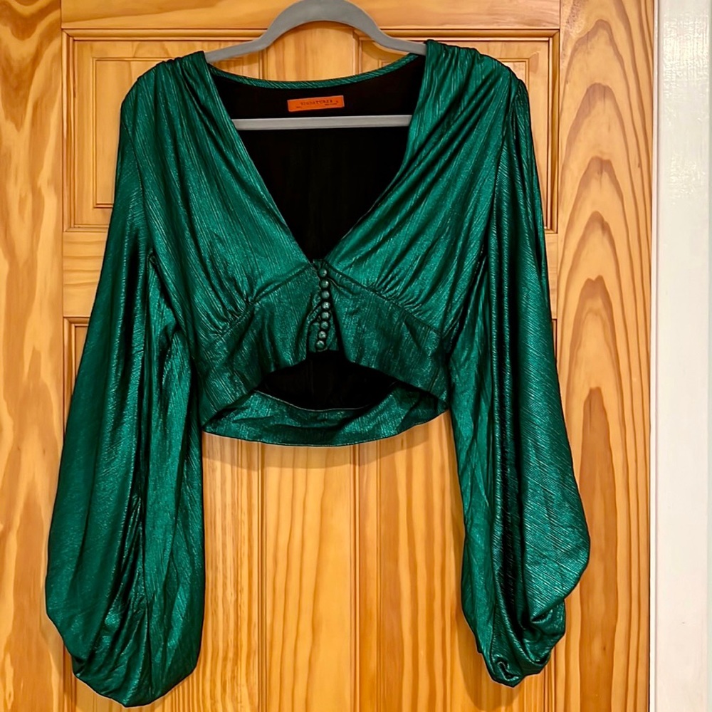 Balloon Sleeve Button Front Top